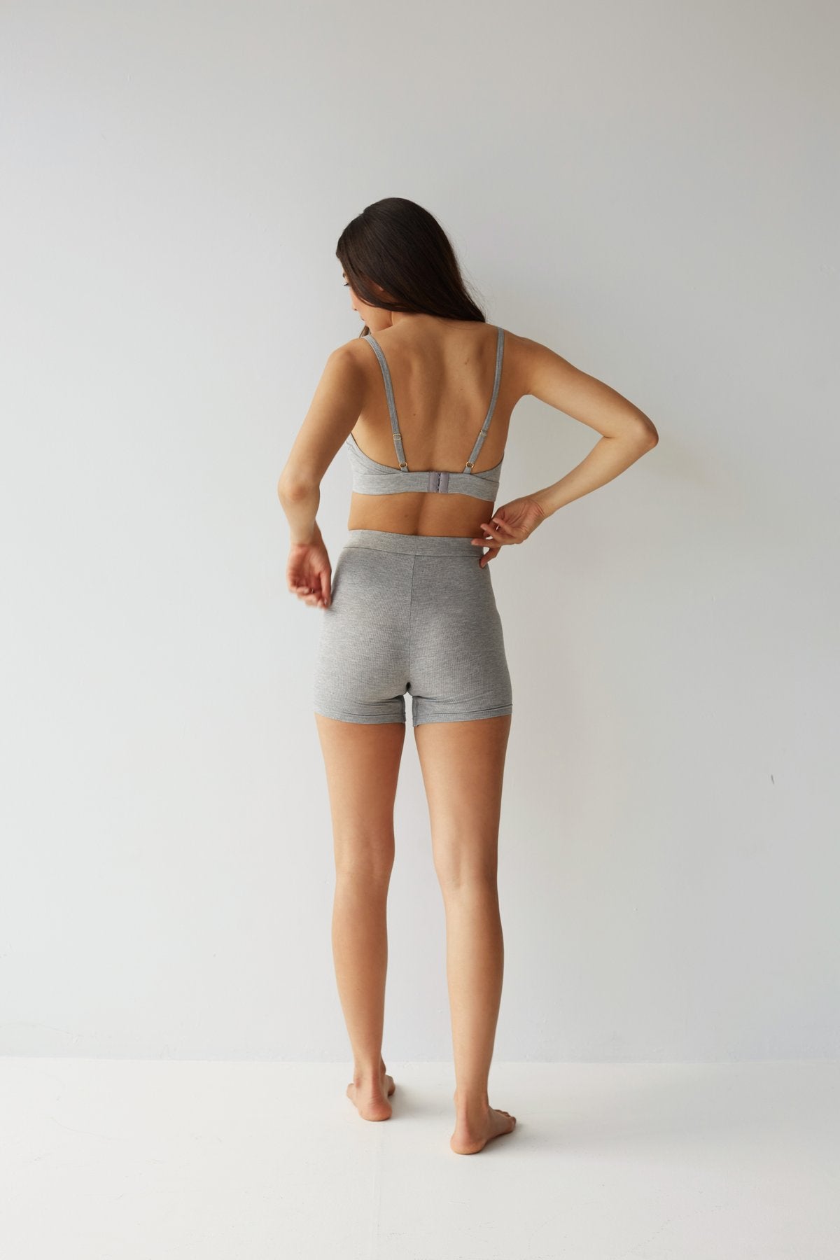 Ribbed Boyfriend Short - Ash Marle