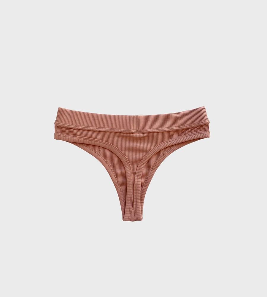 Ribbed Thong - Cameo Brown