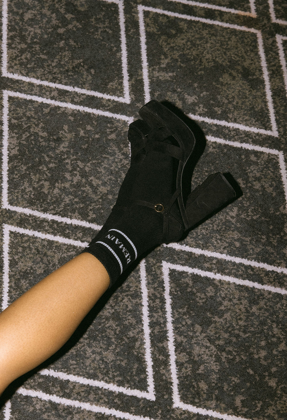 Late Checkout Socks - Black and Bone