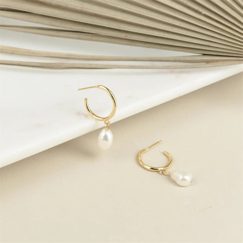 Pearl Drop Hoops