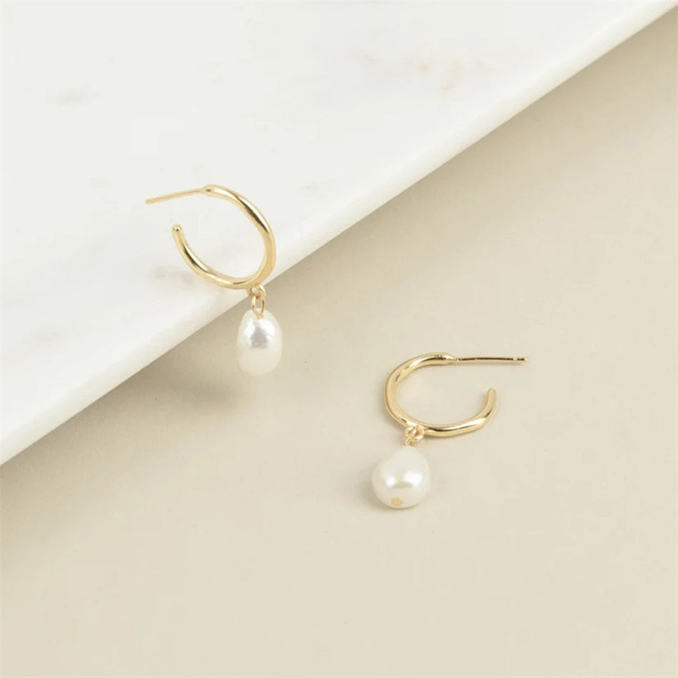 Pearl Drop Hoops
