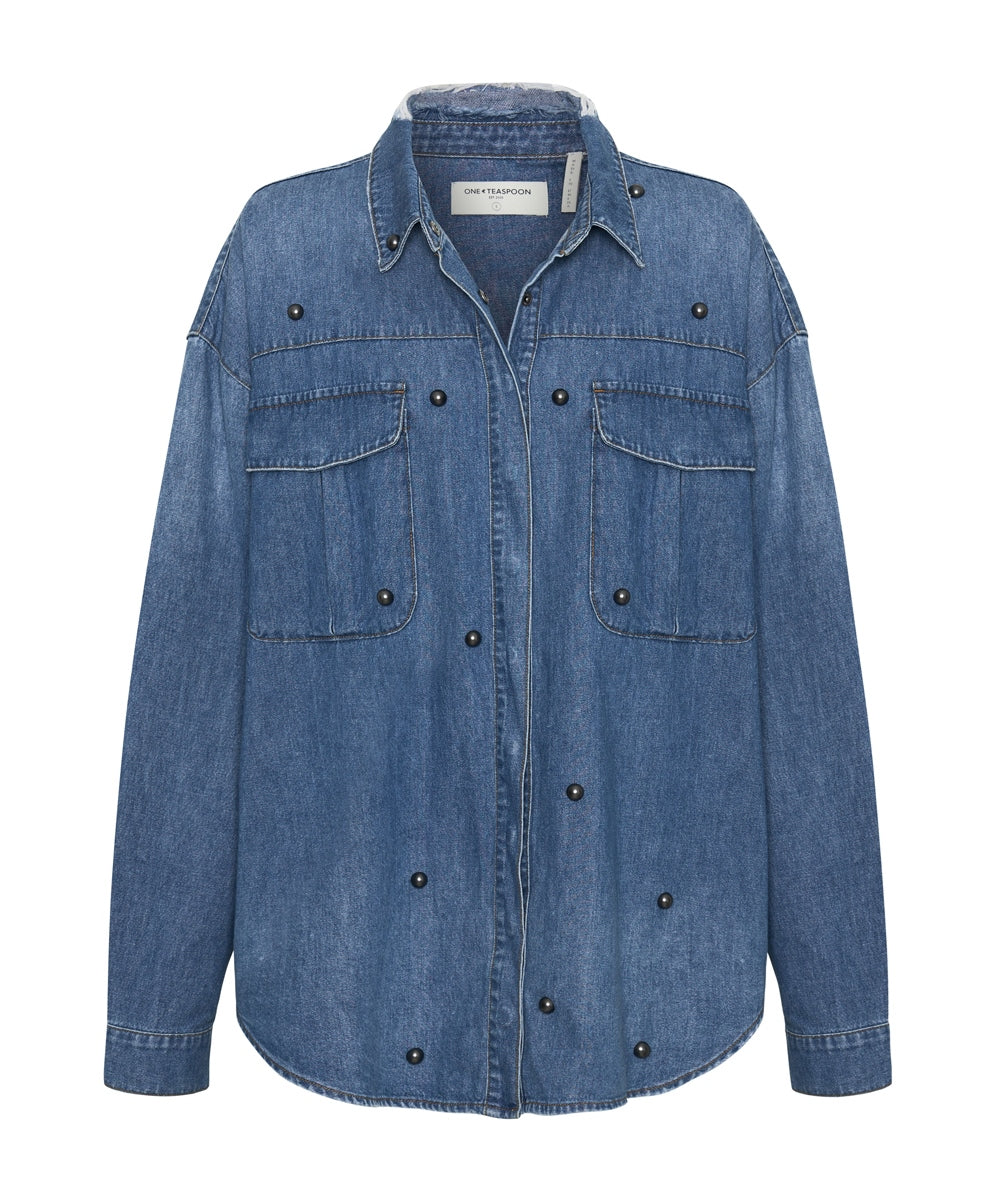 Bay Blue Studded Curtis Denim Shirt