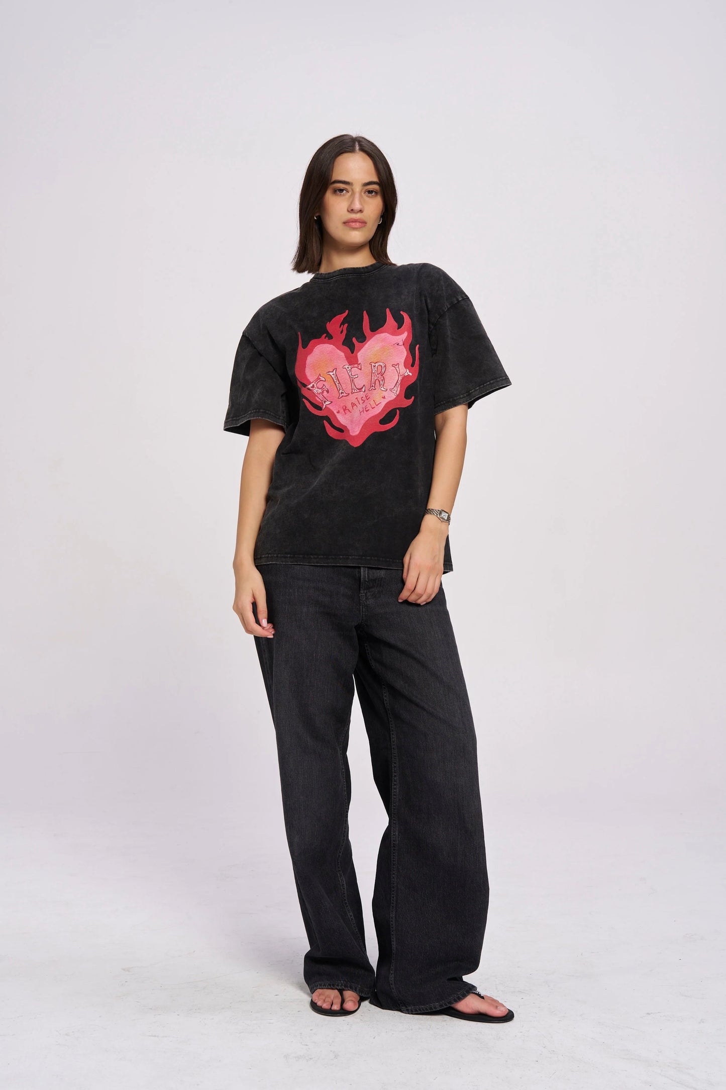 Fiery Oversize Tee - Black