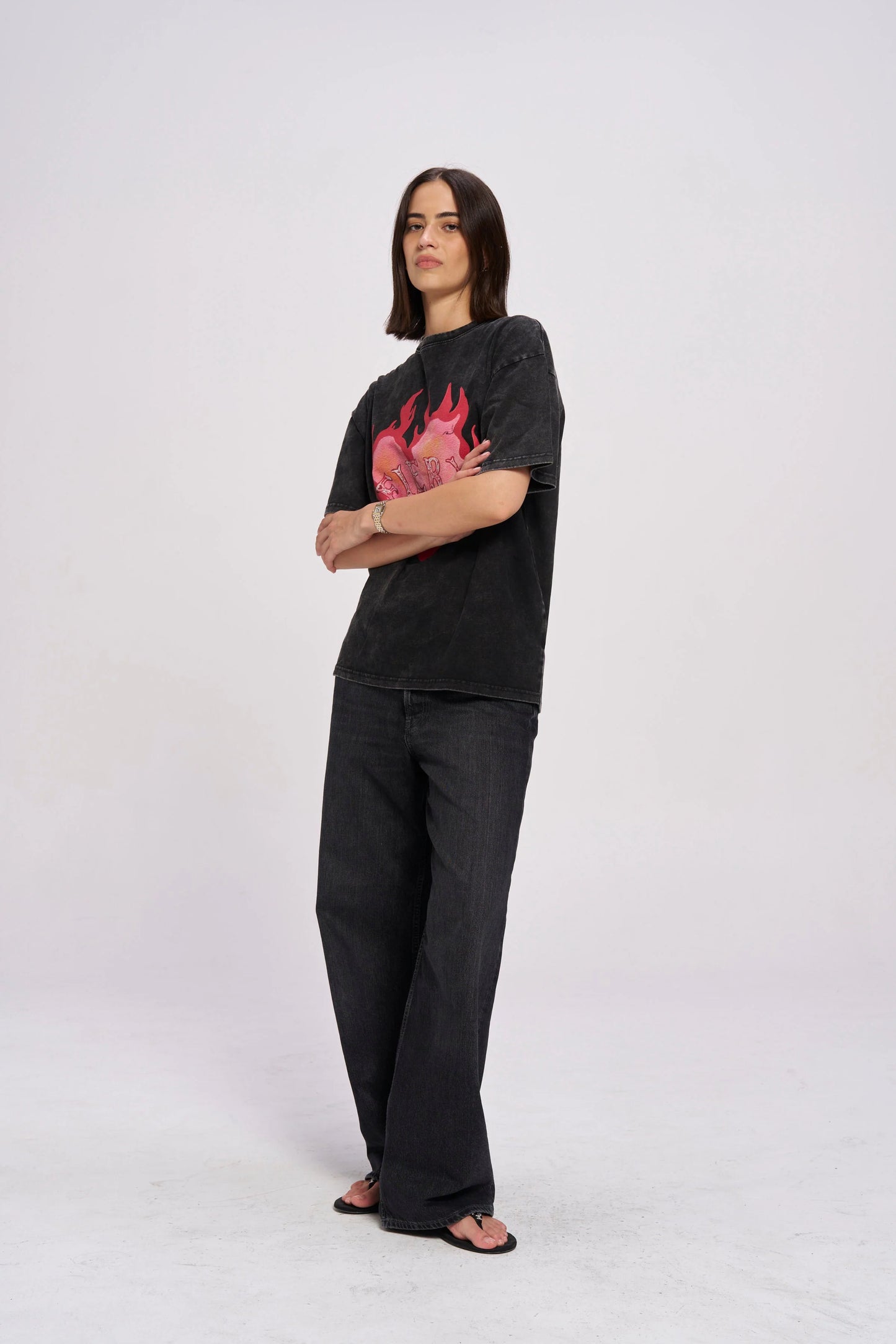 Fiery Oversize Tee - Black