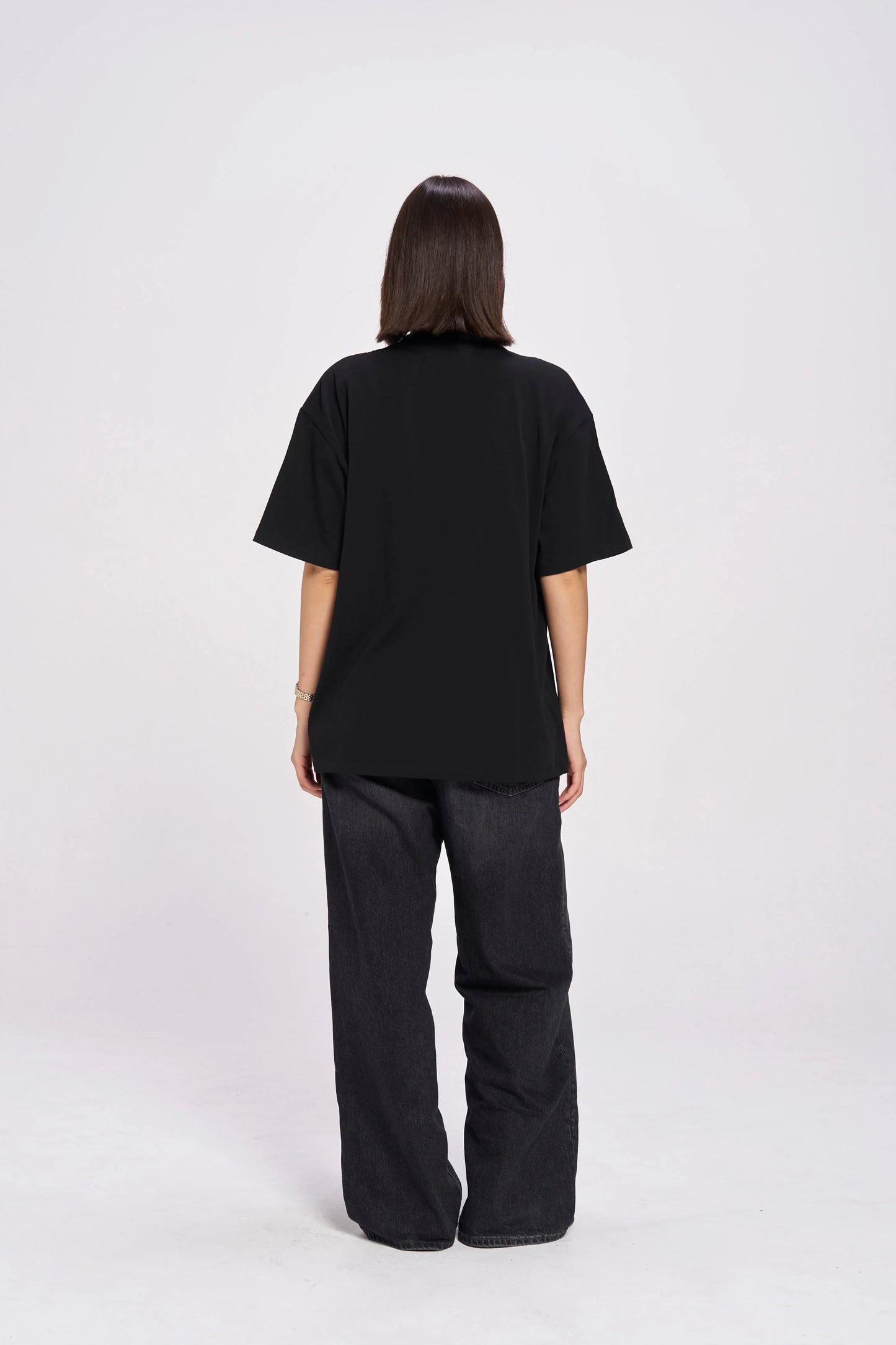 Burgundy Hearts Club Oversize Tee - Black Beauty