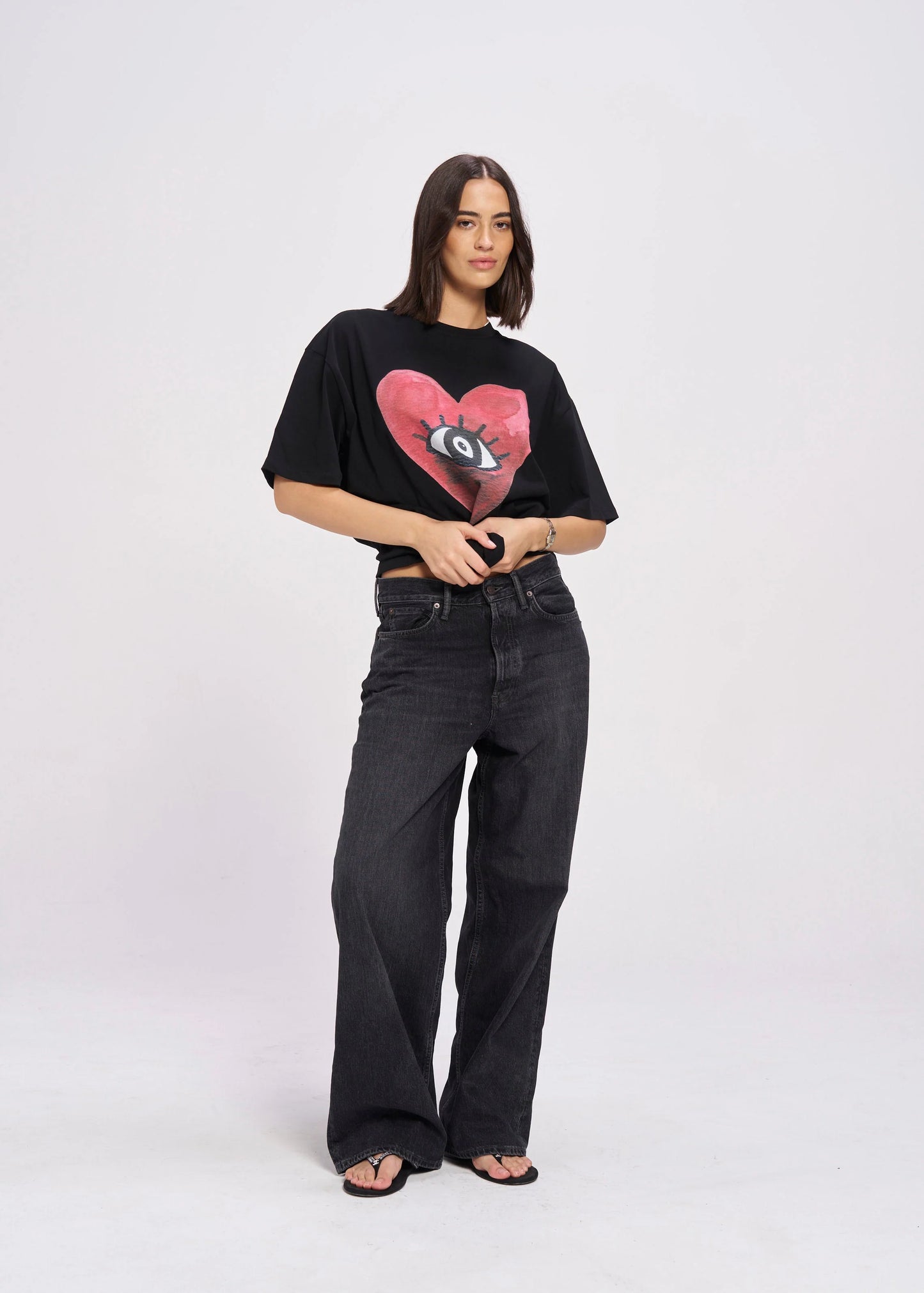 Burgundy Hearts Club Oversize Tee - Black Beauty