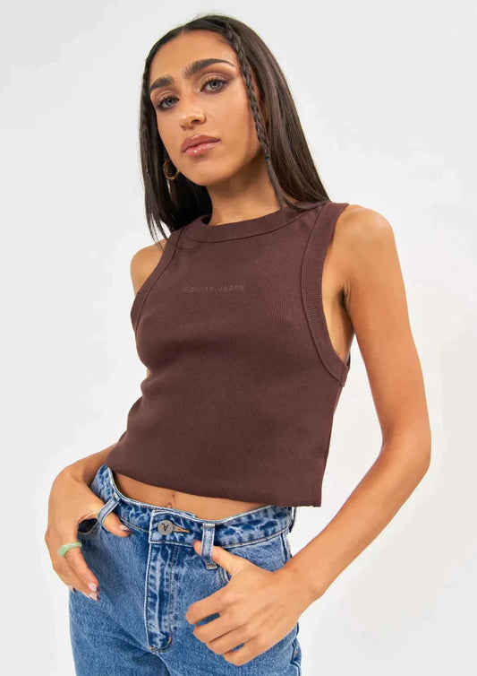 A Heather Singlet - Coffee