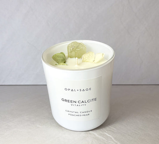 Green Calcite Crystal Candle - Vitality