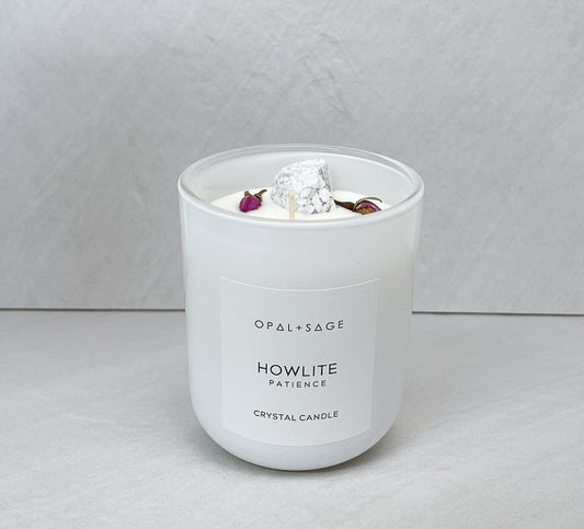 Howlite Crystal Candle -Patience