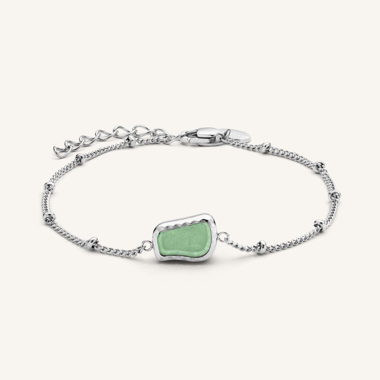 Organic Gemstone Jade Bracelet - Silver J657