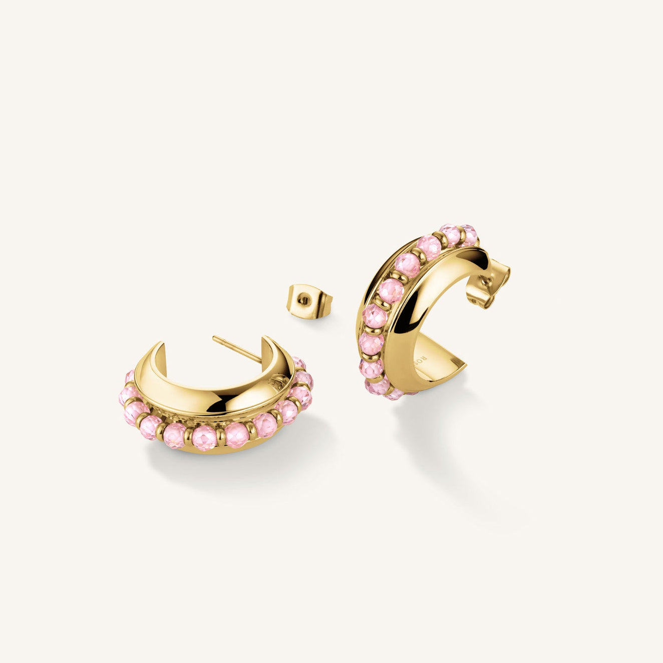 Pink Beads Hoop Earrings - JEPBG-J817