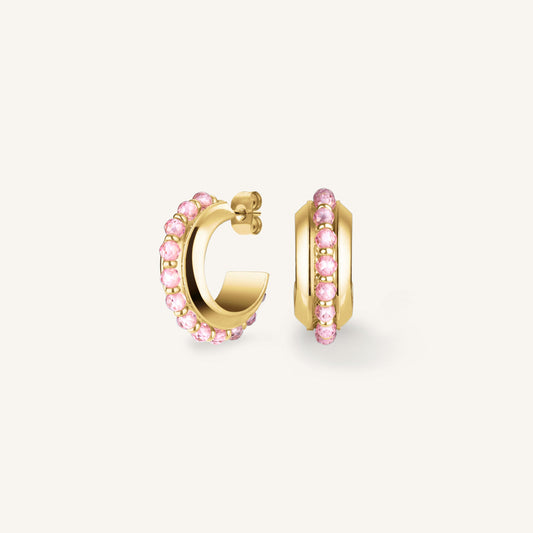 Pink Beads Hoop Earrings - JEPBG-J817