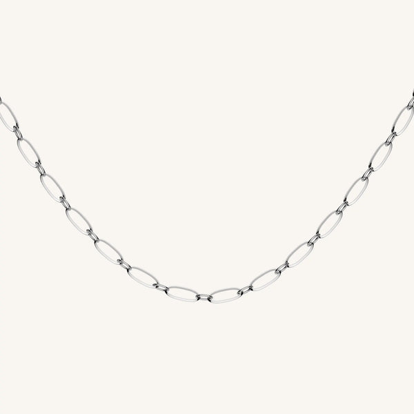 Oval Necklace - Silver J544