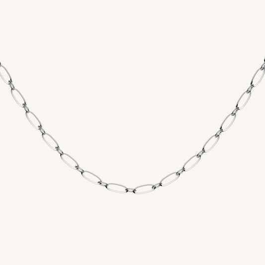 Oval Necklace - Silver J544