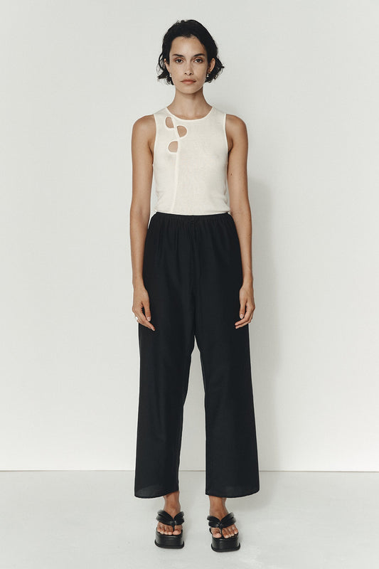 Renee Pant - Black Cotton/Silk