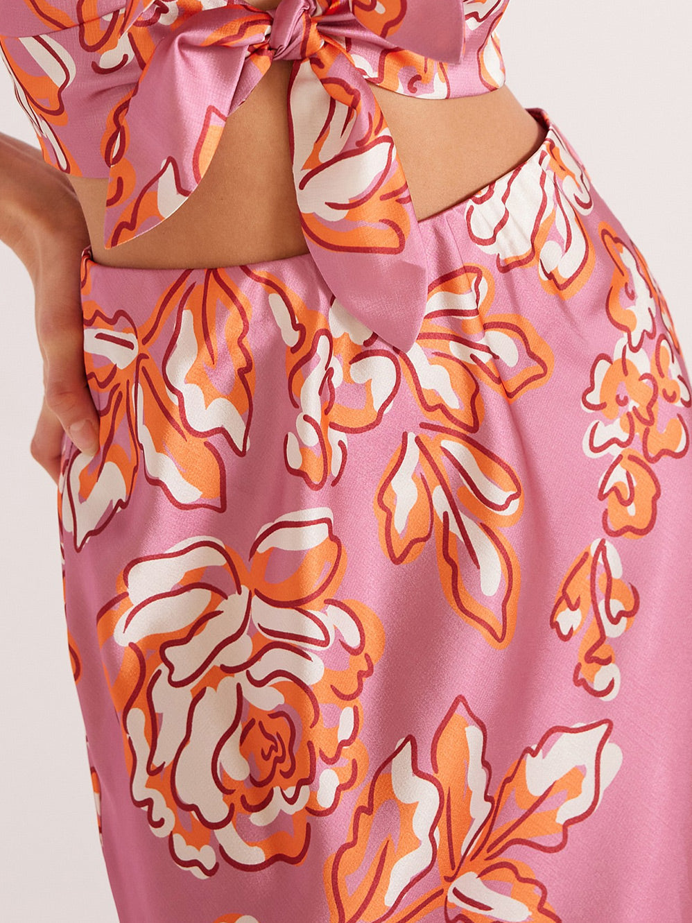 Mandevilla Bias Midi Skirt - Pink Flower