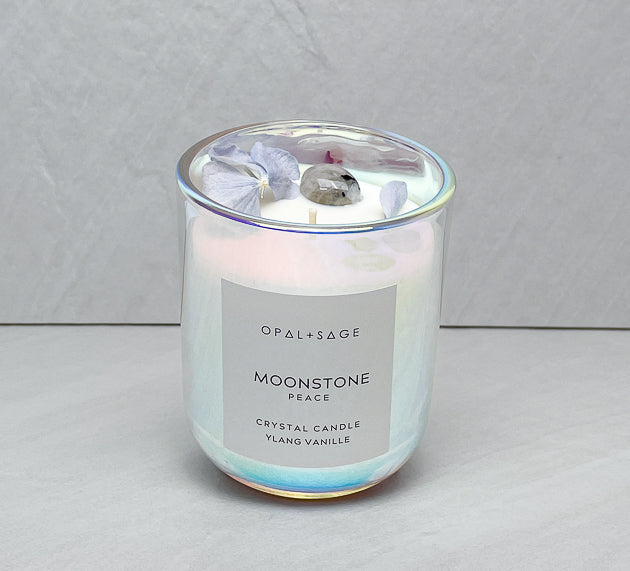 Moonstone Dream Crystal Candle -Peace