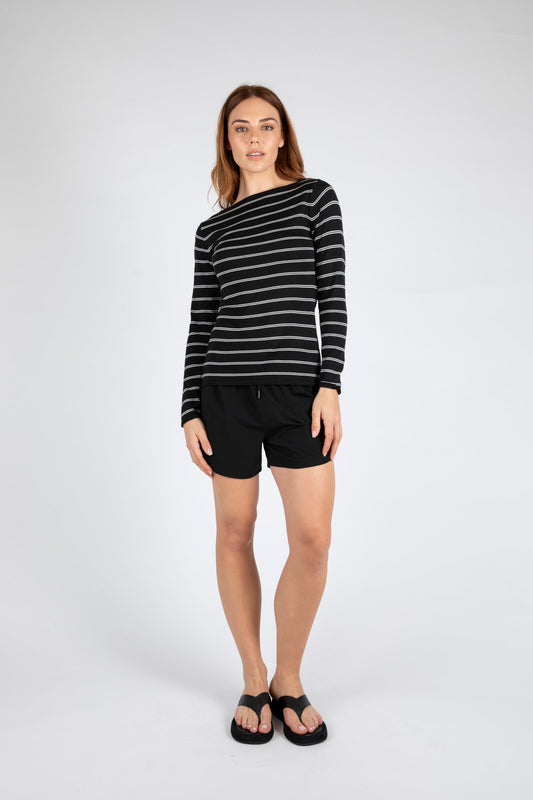 Boater Knit - Black Stripe