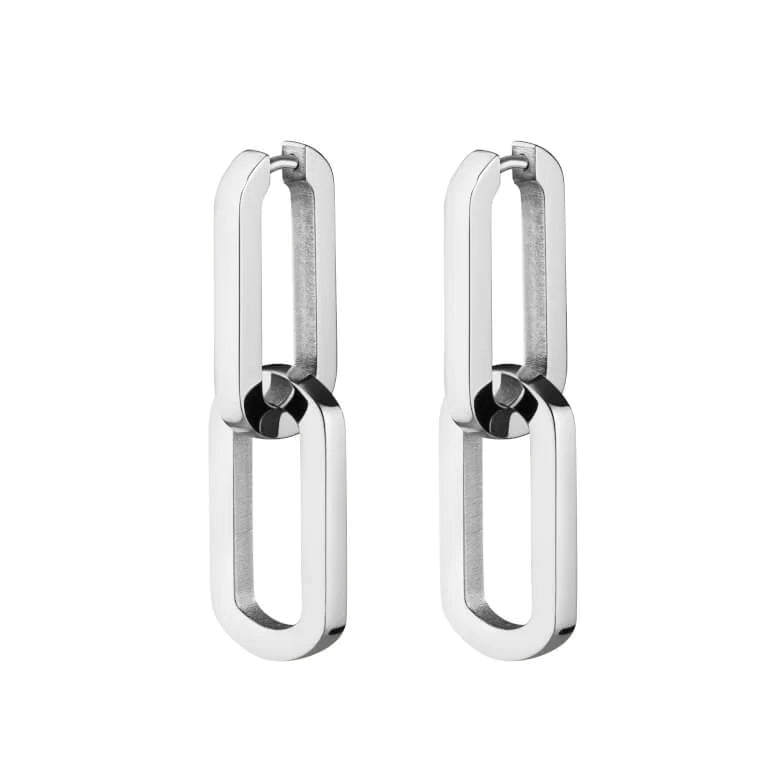 Dual Hoop Earrings - Silver J586