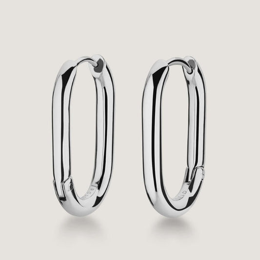 Large Oval Hoops - Silver J568