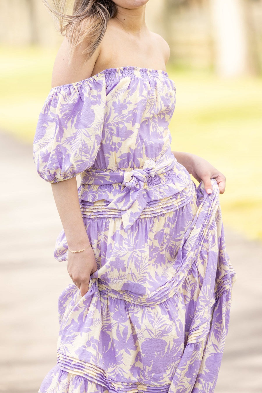 Manila Maxi Dress - Lilac Palm