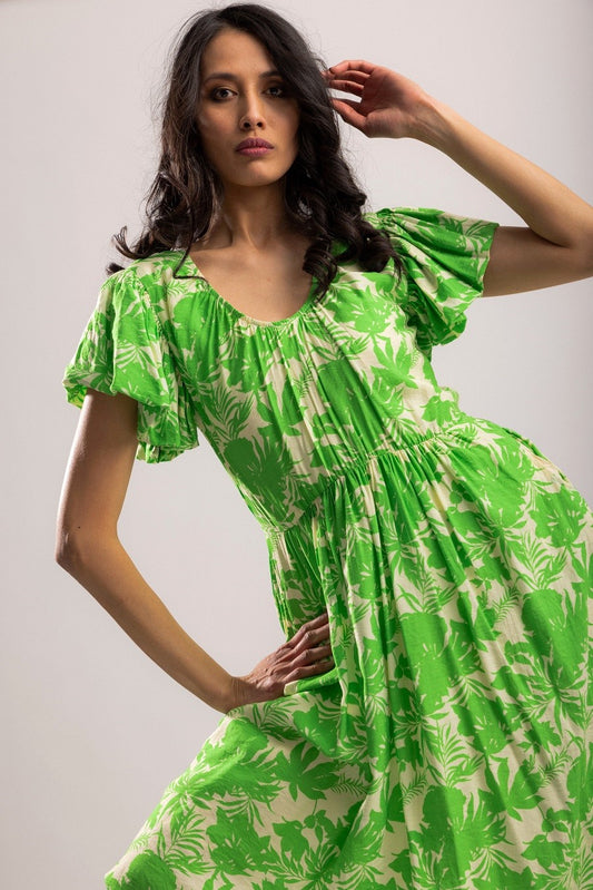 Monterey Midi Dress - Green Palm