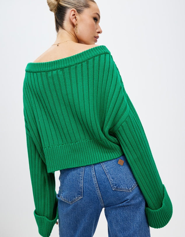 Cooper Crop Knit - Fern Green