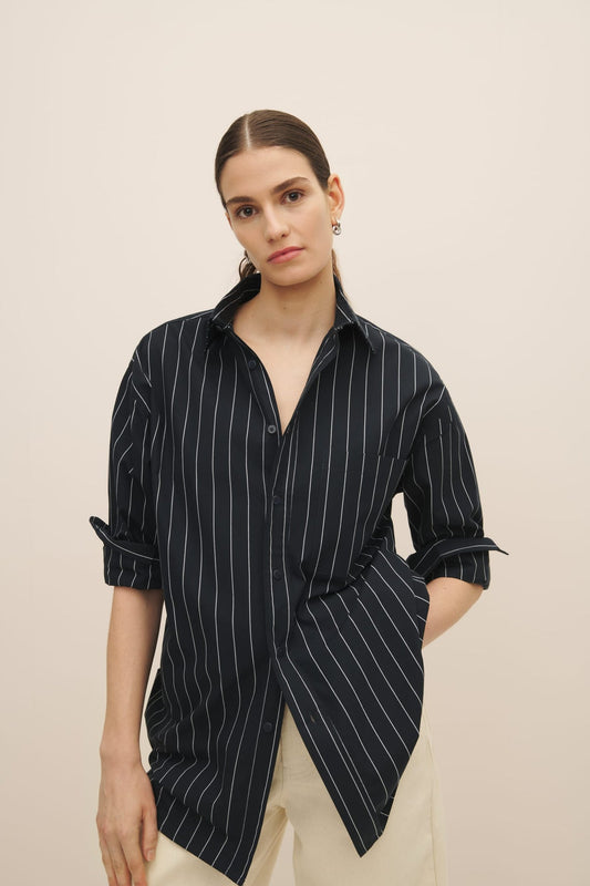 James Shirt - Navy Pinstripe