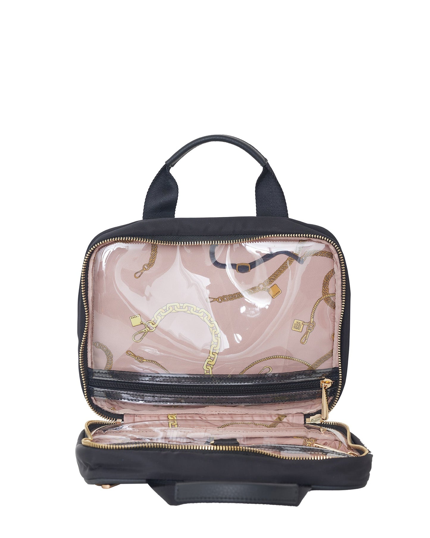 Tanner Toiletry Bag - Black and Chain Print