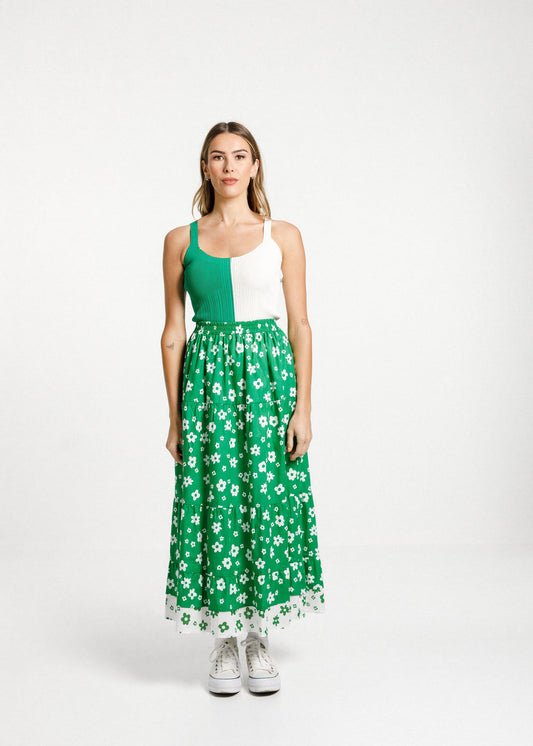 Lucia Skirt - Green and White Garden