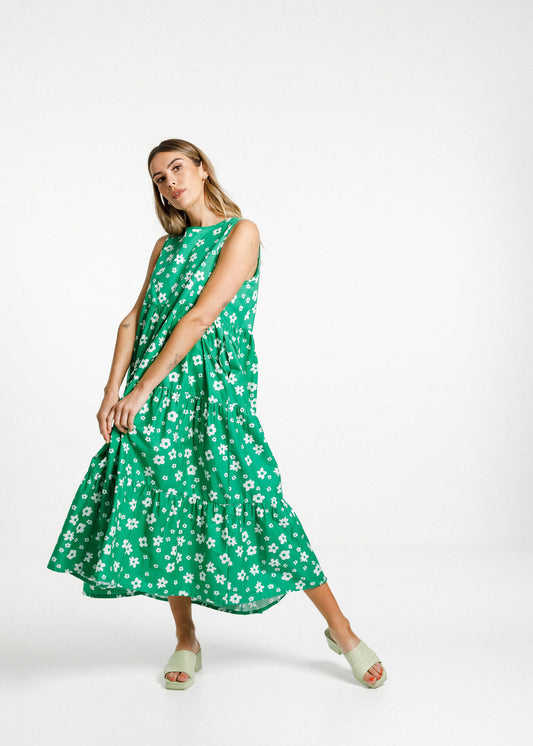 Twirling Dress - Green and White Garden