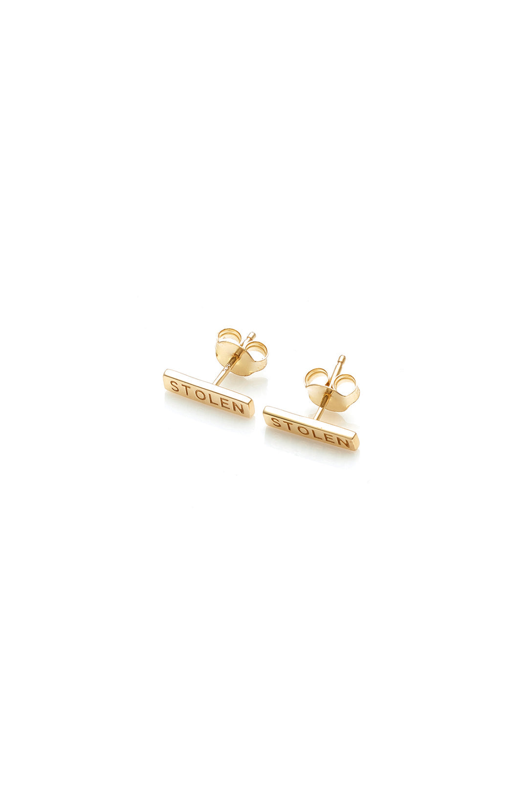 Tiny Stolen Bar Earrings - Gold - JWL17017GP