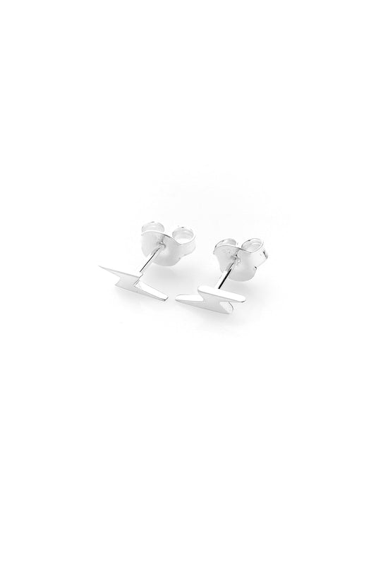 I'll Be Lightening Earring Studs - Silver