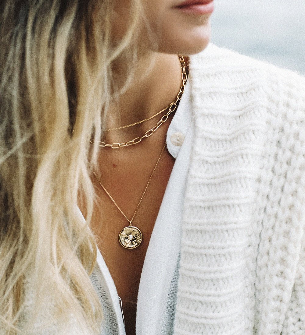 By The Sea Coin Necklace - Gold