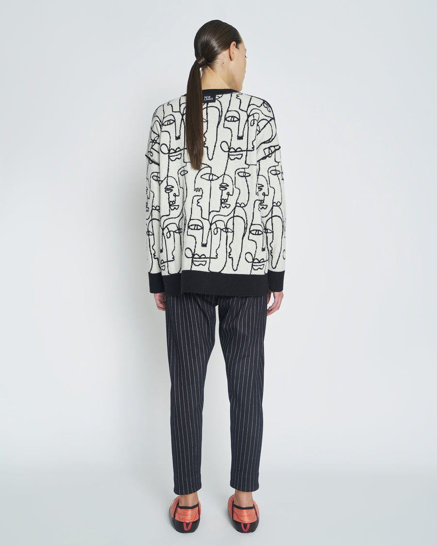 Face Crew Sweater - Black/White