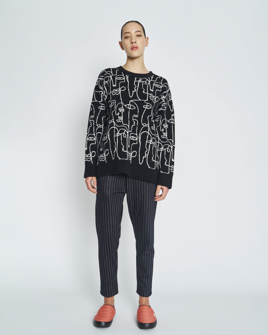 Face Crew Sweater - Black/White