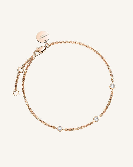 Triple Crystal Dot Bracelet - Rose Gold - J429