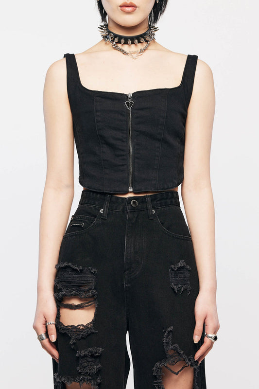 Slay Corset - Washed Black