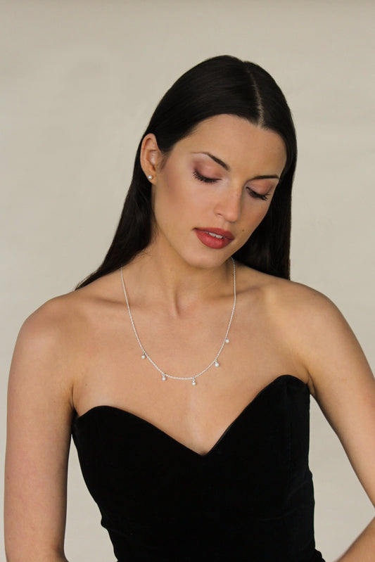 Five Pearl Necklace - Silver