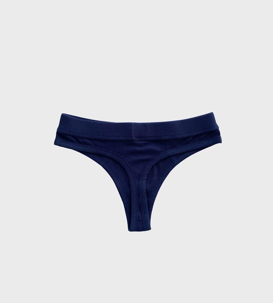 Ribbed Thong - Navy