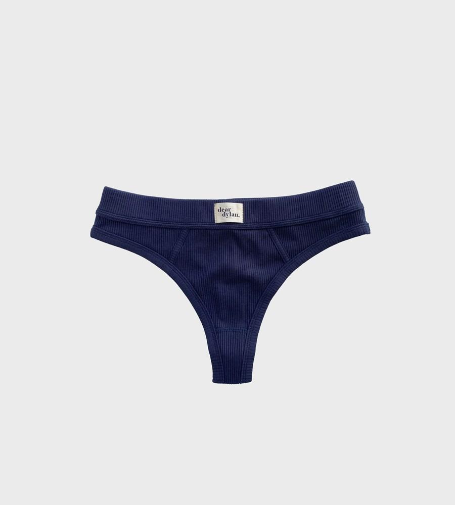 Ribbed Thong - Navy