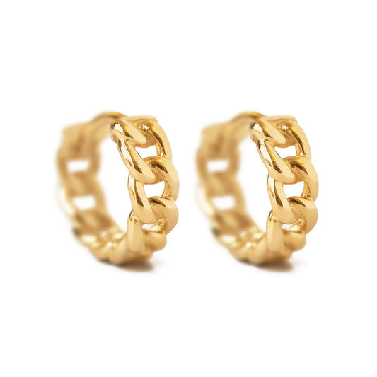 Chain Hoop Earrings - Gold