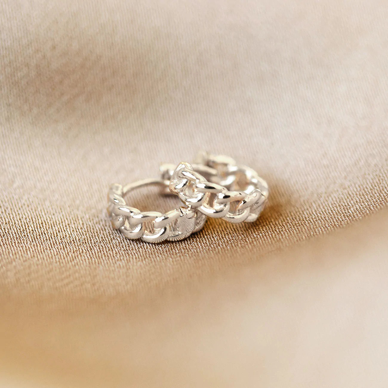 Chain Hoop Earrings - Silver