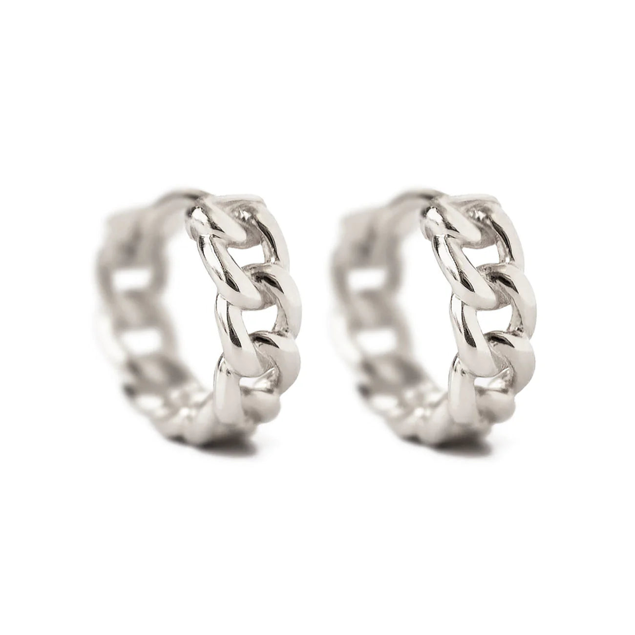 Chain Hoop Earrings - Silver