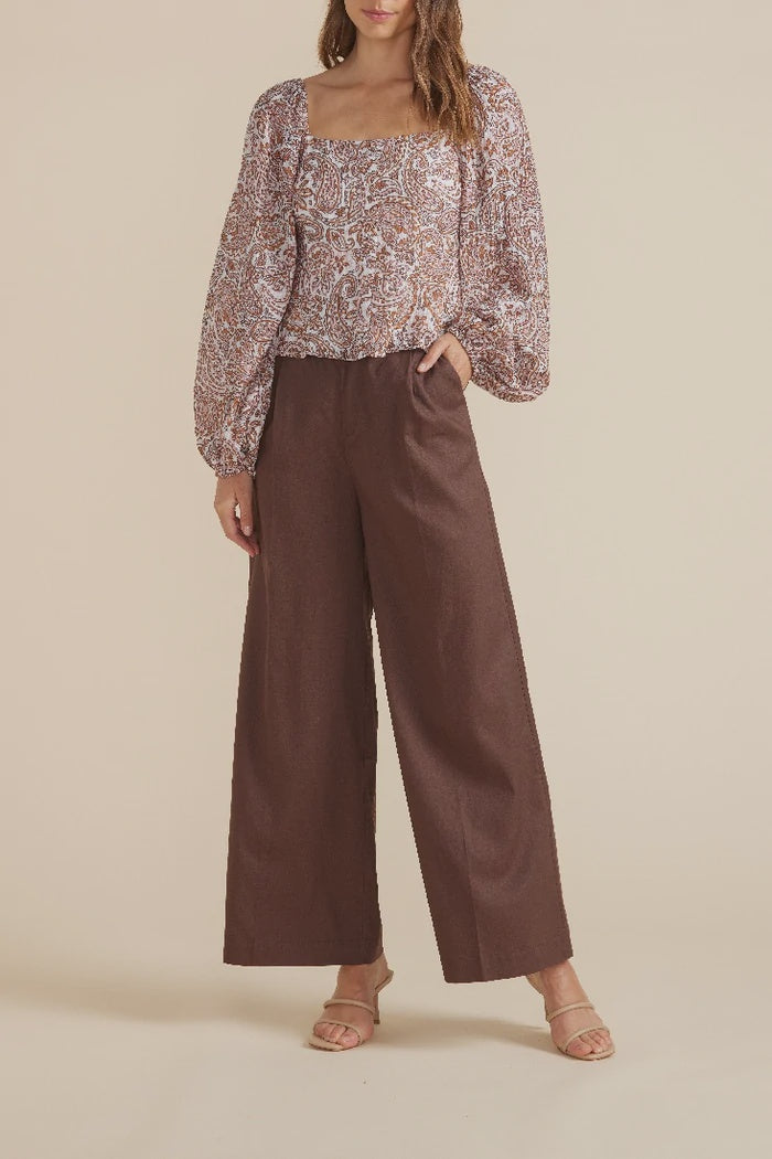 Hepburn Wide Leg Pants - Chocolate