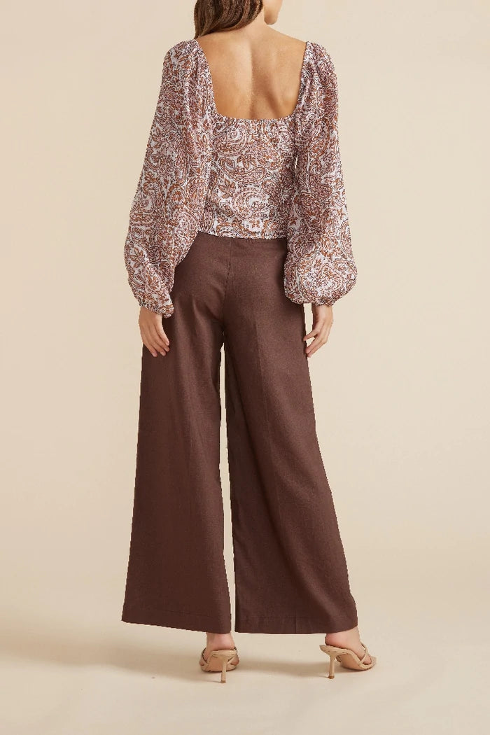 Hepburn Wide Leg Pants - Chocolate