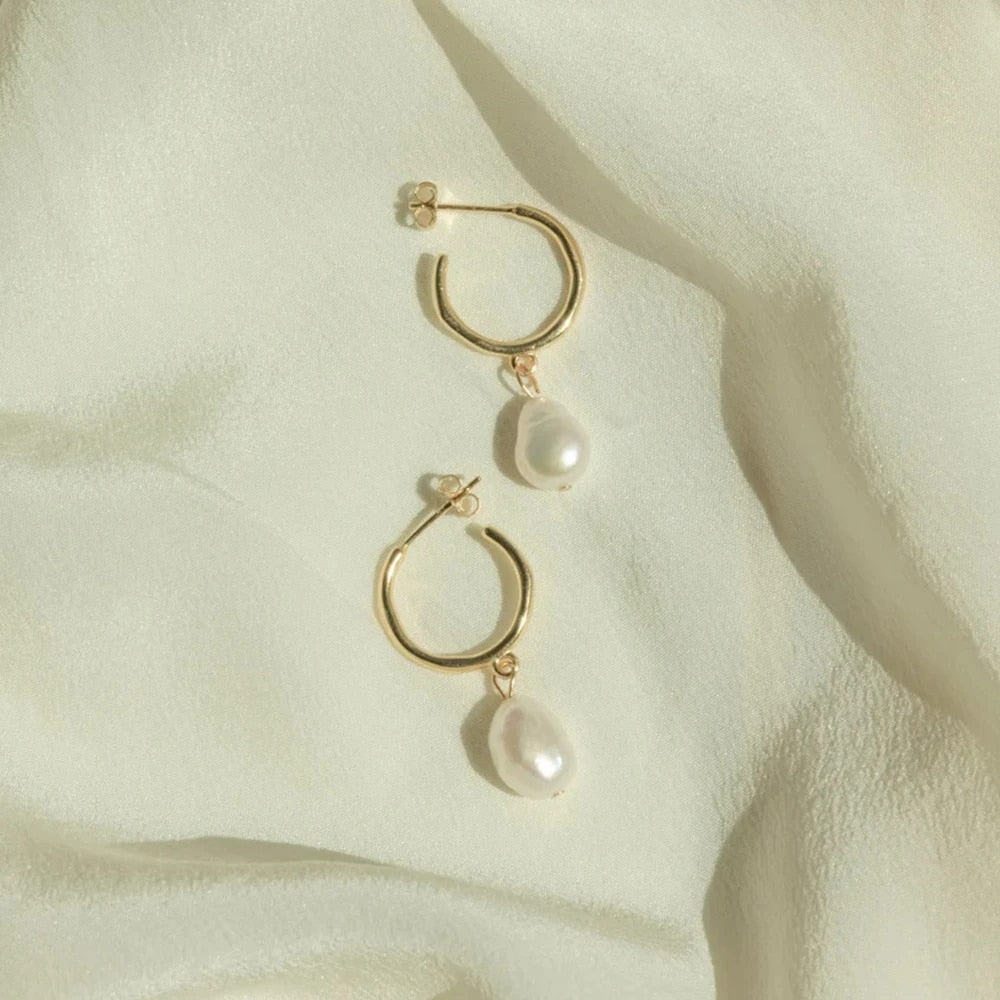Pearl Drop Hoops