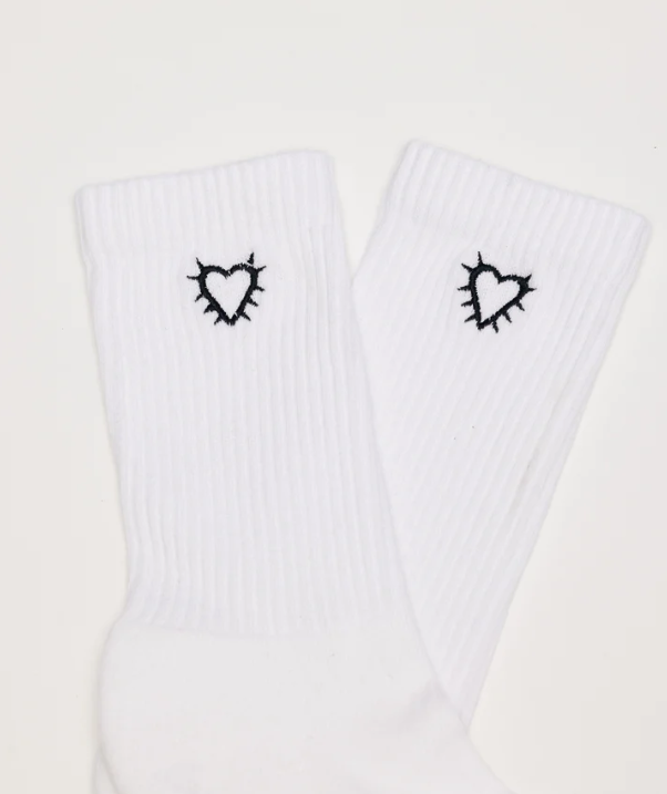 Love Emblem Sock - White