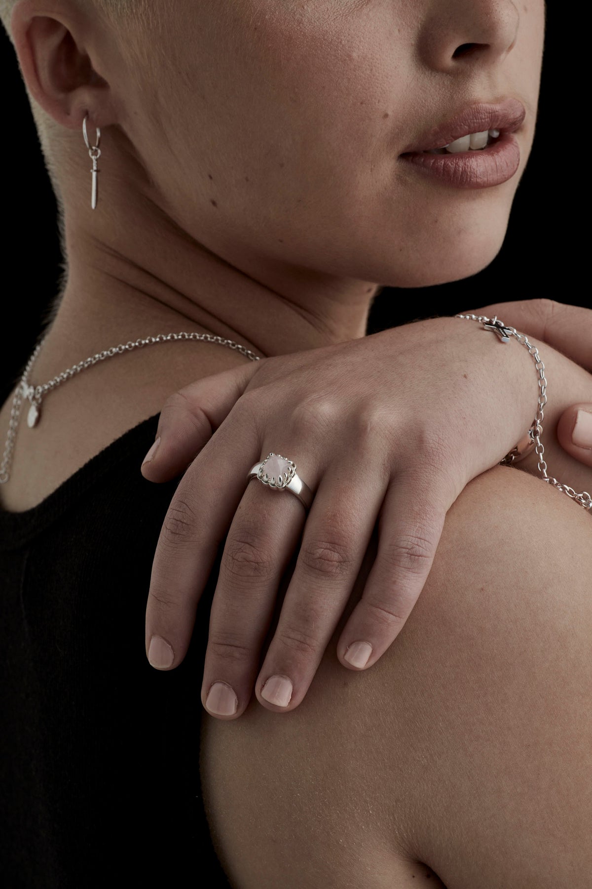 Baby Claw Ring - Rose Quartz