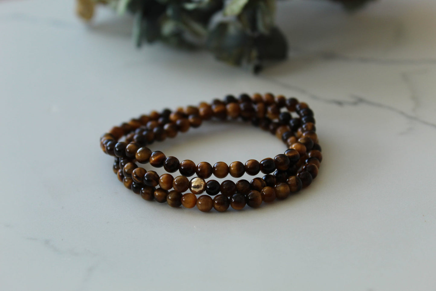 Amuleto Wrap Tigers Eye Bracelet - 4mm Gold